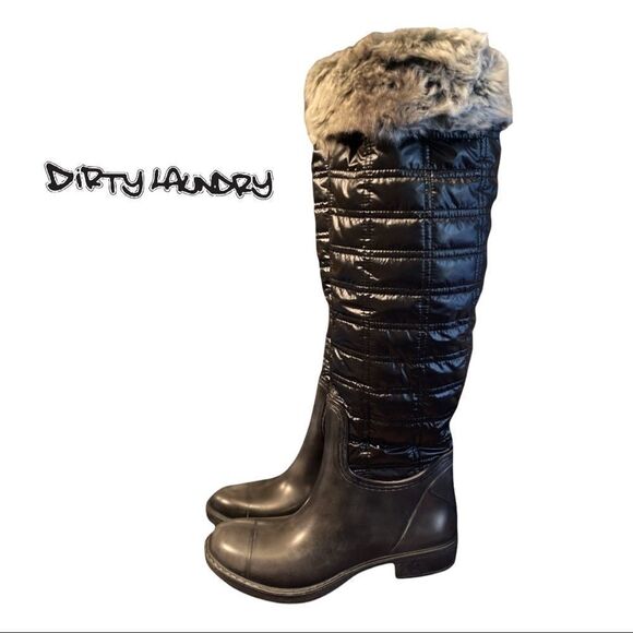 NIB Dirty Laundry "Regalia" Women's Black Tall Fur Lined Boots 8 - Picture 1 of 3